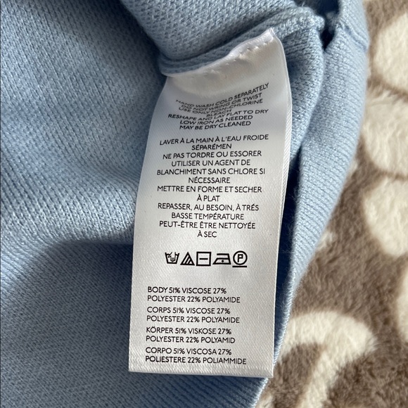 Maeve Sky Blue Polo with Button Detail and Pearl Pocket - Picture 6 of 7